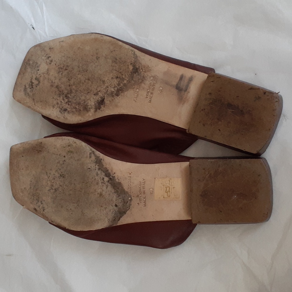 Women’s Slide Loafers - Brown Leather Slip-On Flats - Picture 7 of 8